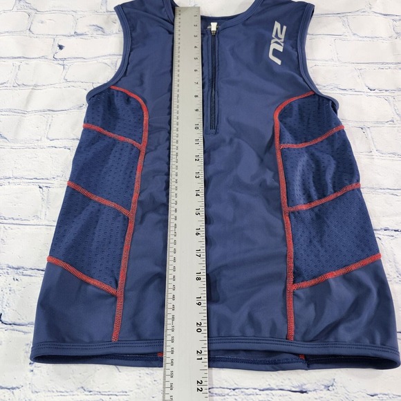 2XU Running Singlet Triathlon Tank Sleeveless 1/2 Zip Blue WOMENS SIZE LARGE - Picture 4 of 10